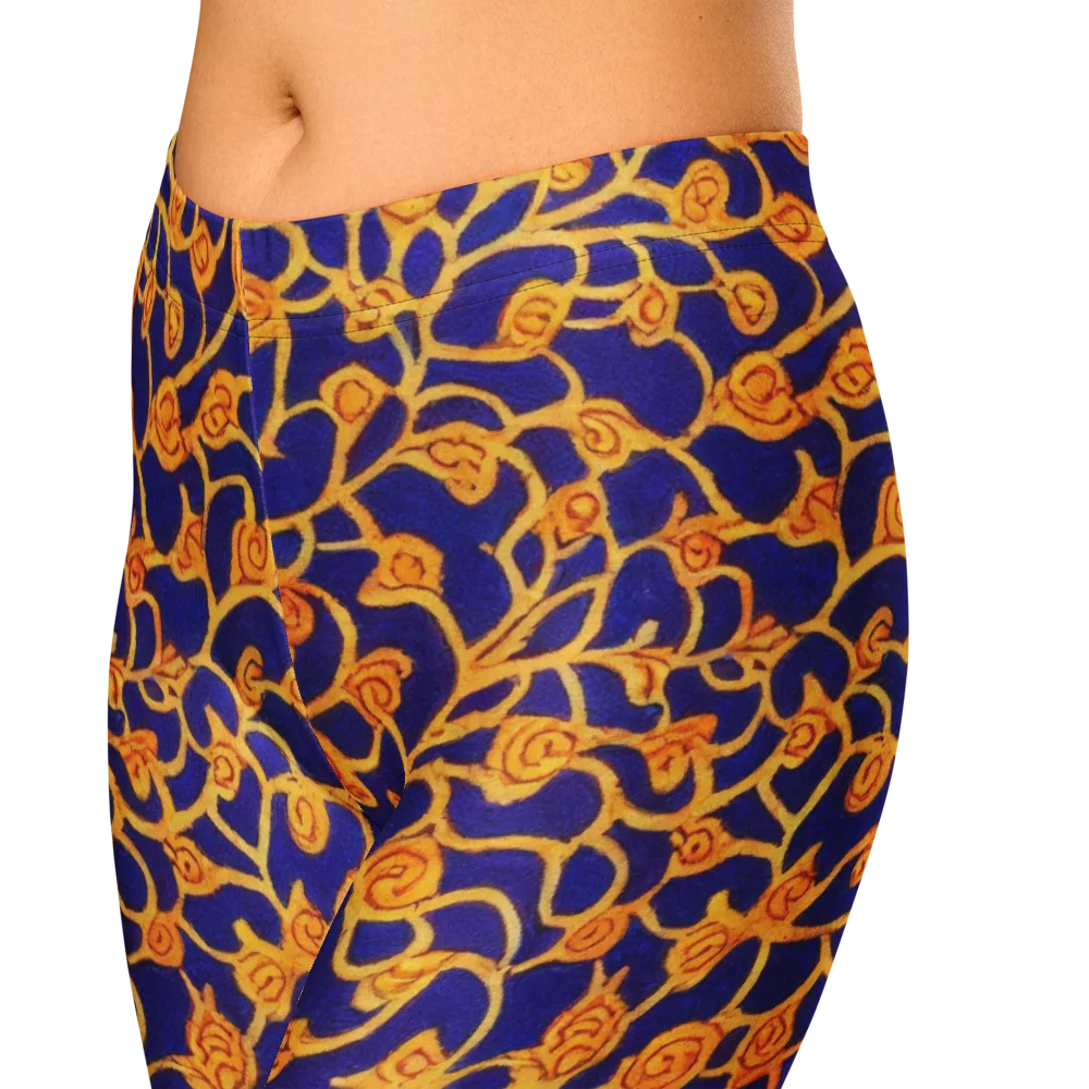 Cobalt Filigree on Capri Leggings — Zoomed-in