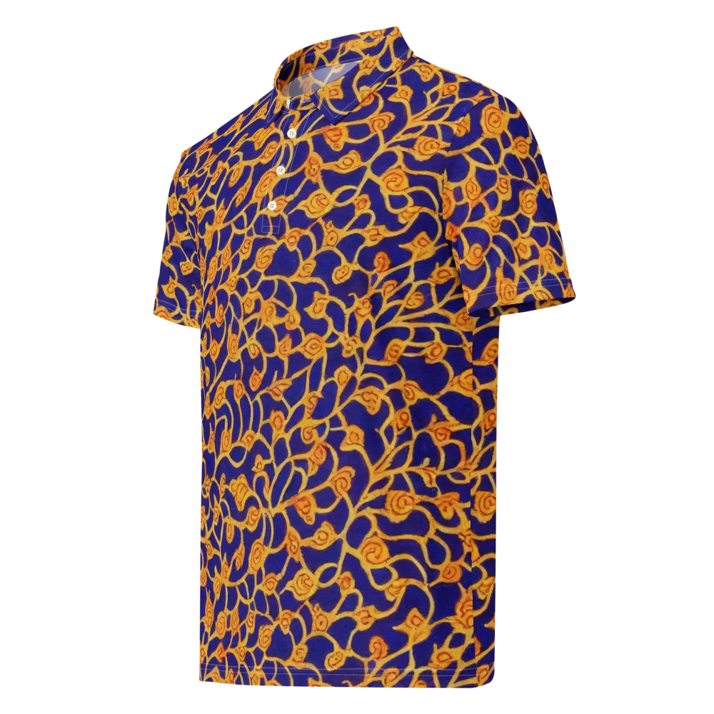 Cobalt Filigree on Men's Slim Fit Polo Shirt — Left Front