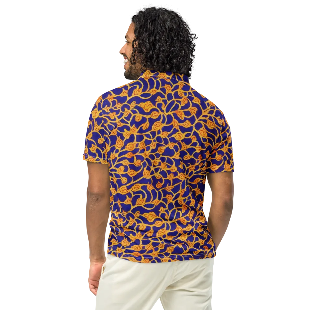 Cobalt Filigree on Men's Slim Fit Polo Shirt — Back