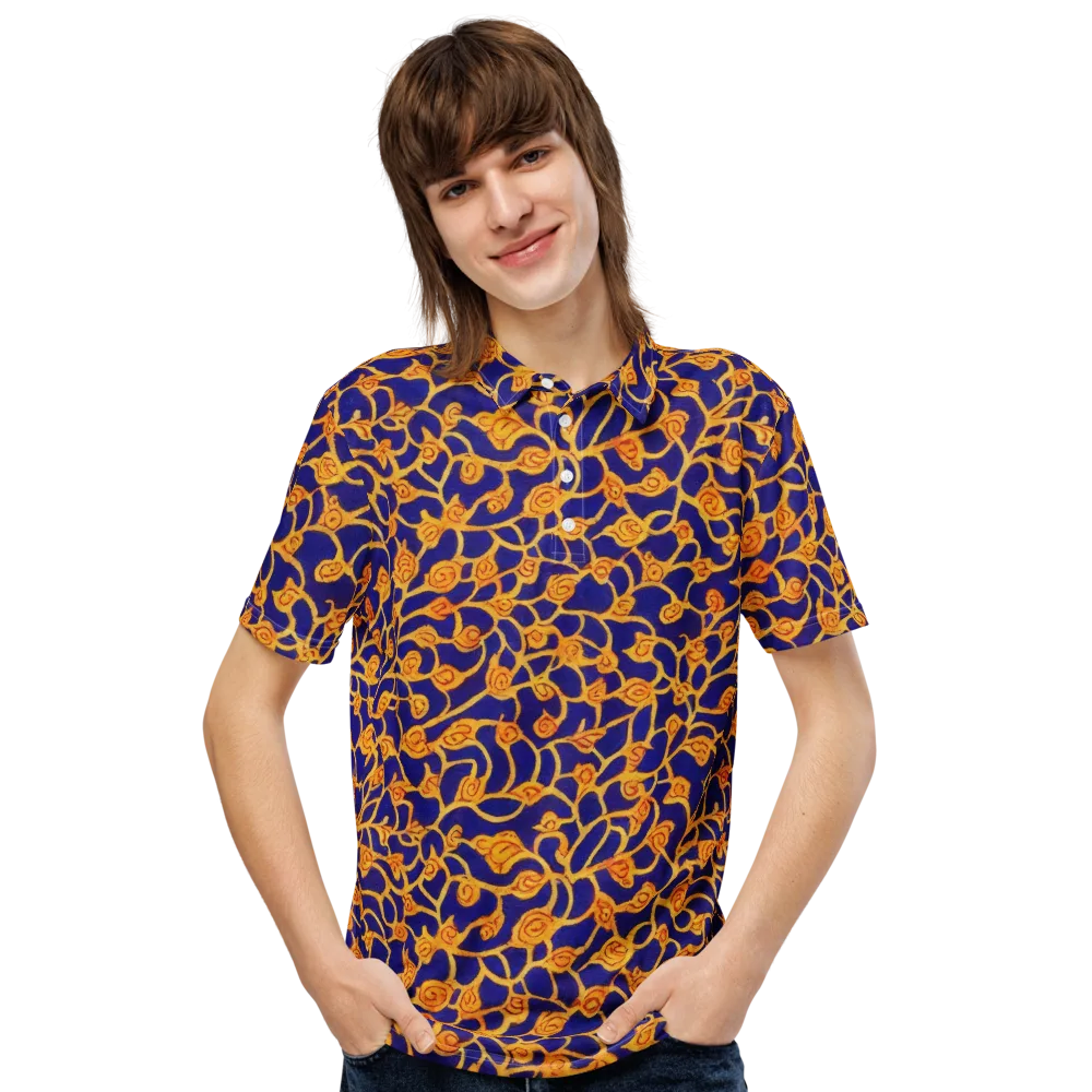 Cobalt Filigree on Men's Slim Fit Polo Shirt — Front