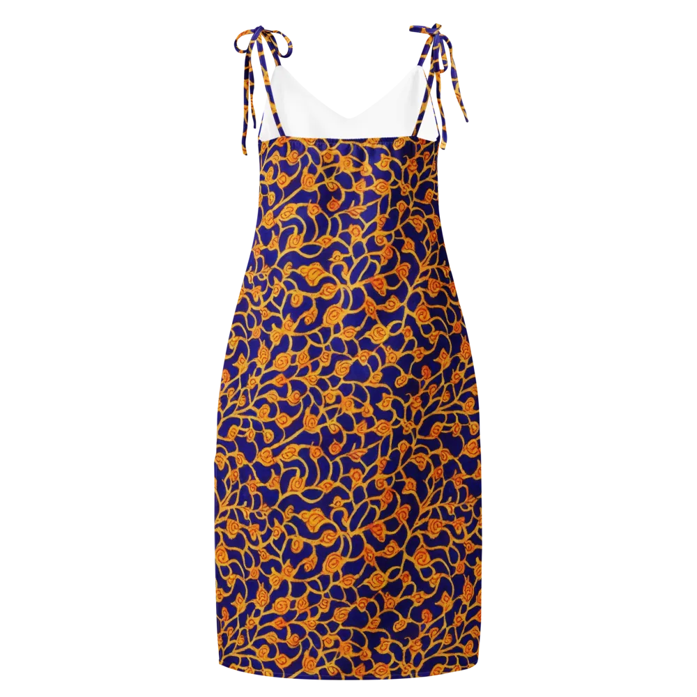 Cobalt Filigree on Slip Dress — Back