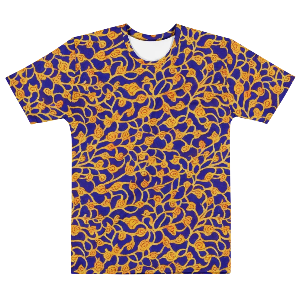 Cobalt Filigree on Men's Cotton Crew Neck T-Shirt — Front