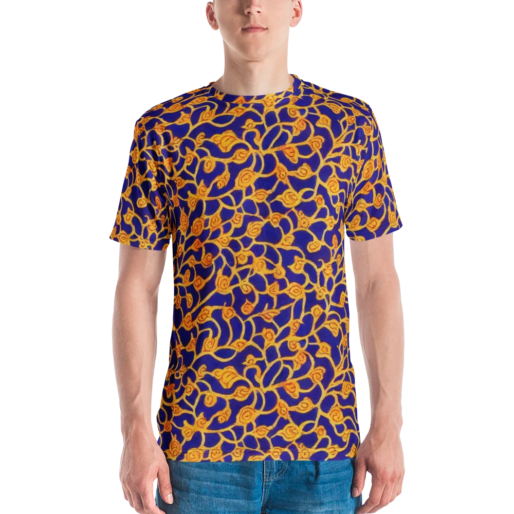 Cobalt Filigree on Men's Crew Neck T-Shirt — Front