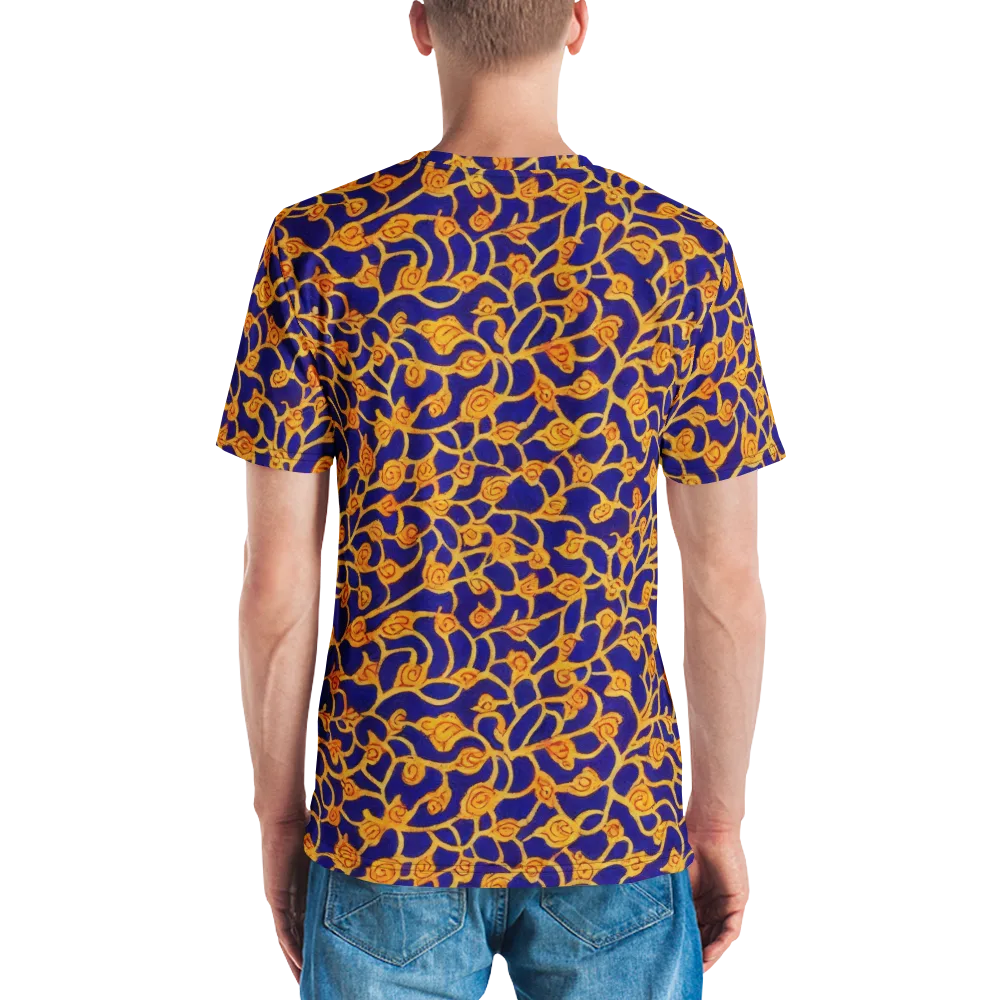 Cobalt Filigree on Men's Crew Neck T-Shirt — Back