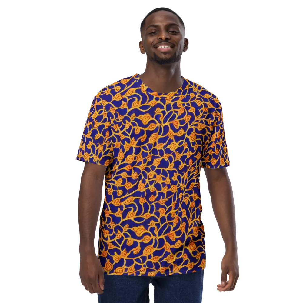 Cobalt Filigree on Men's Crew Neck T-Shirt — Front
