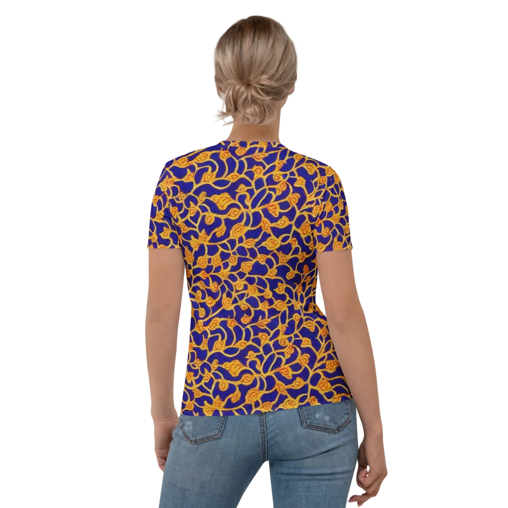Cobalt Filigree on Women's Crew Neck T-Shirt — Back