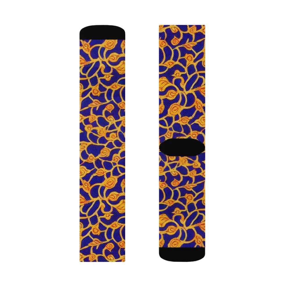 Cobalt Filigree on Socks — Left Sock