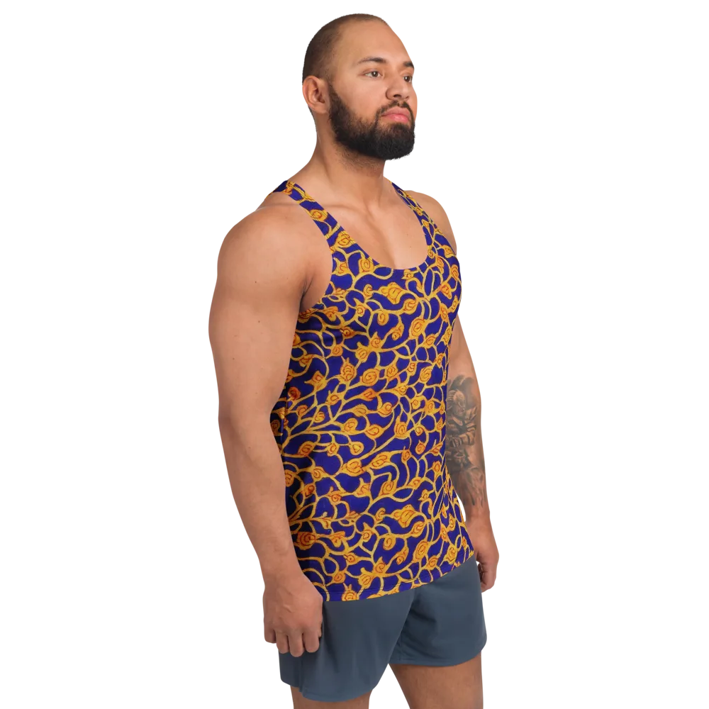 Cobalt Filigree on Men's Tank Top — Right Front