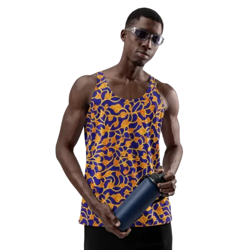 Cobalt Filigree on a Men's Tank Top