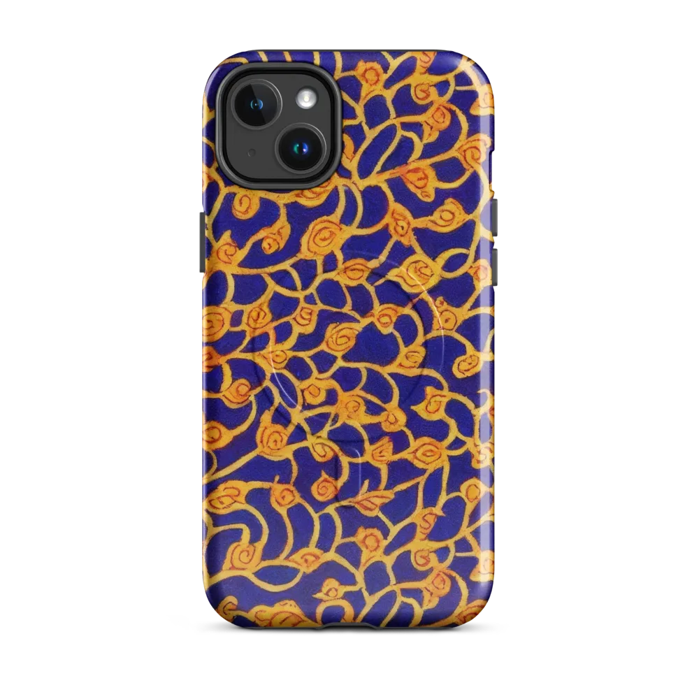 Cobalt Filigree on MagSafe Tough Case for iPhone® — Front