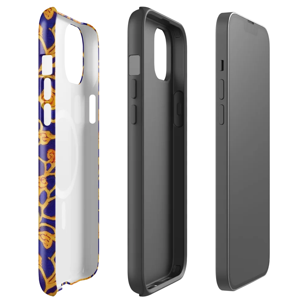 Cobalt Filigree on MagSafe Tough Case for iPhone® — Front