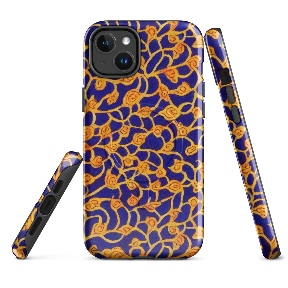 Cobalt Filigree on MagSafe Tough Case for iPhone® — Front