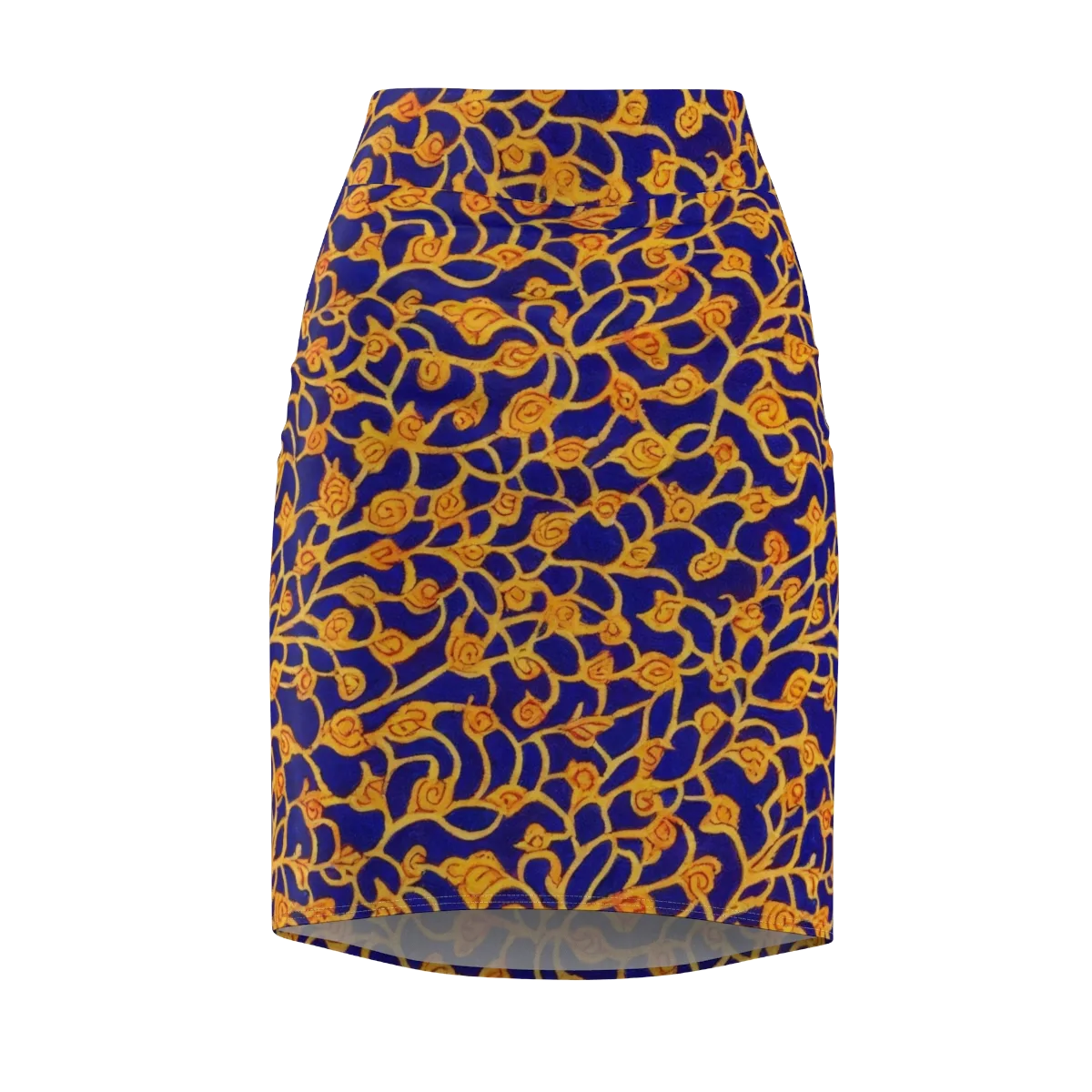Cobalt Filigree on Pencil Skirt — Front