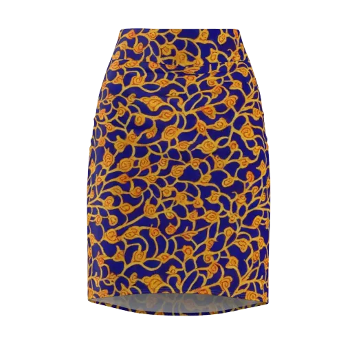Cobalt Filigree on a Pencil Skirt