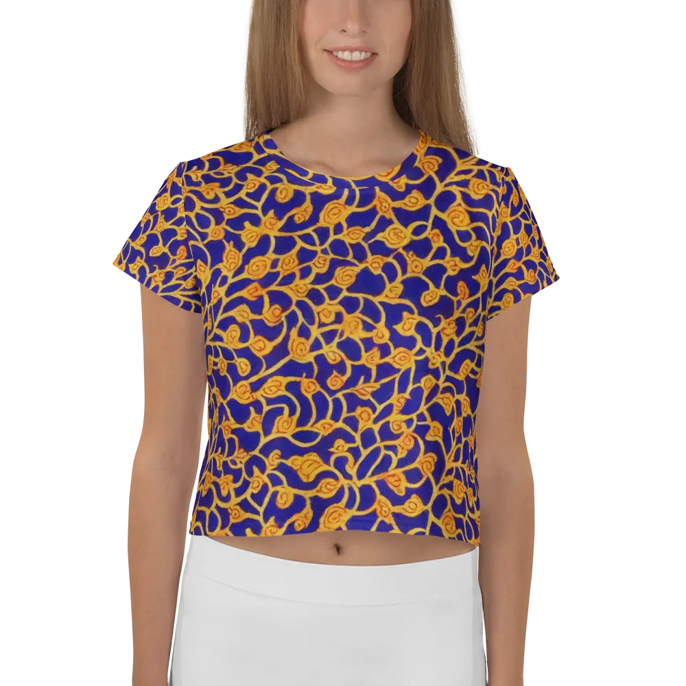Cobalt Filigree on Crop Tee — Front