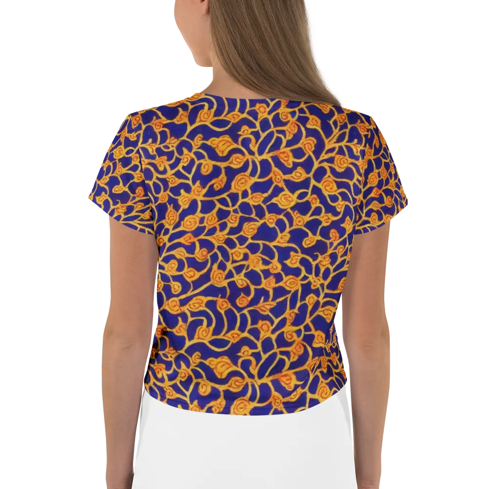 Cobalt Filigree on Crop Tee — Back
