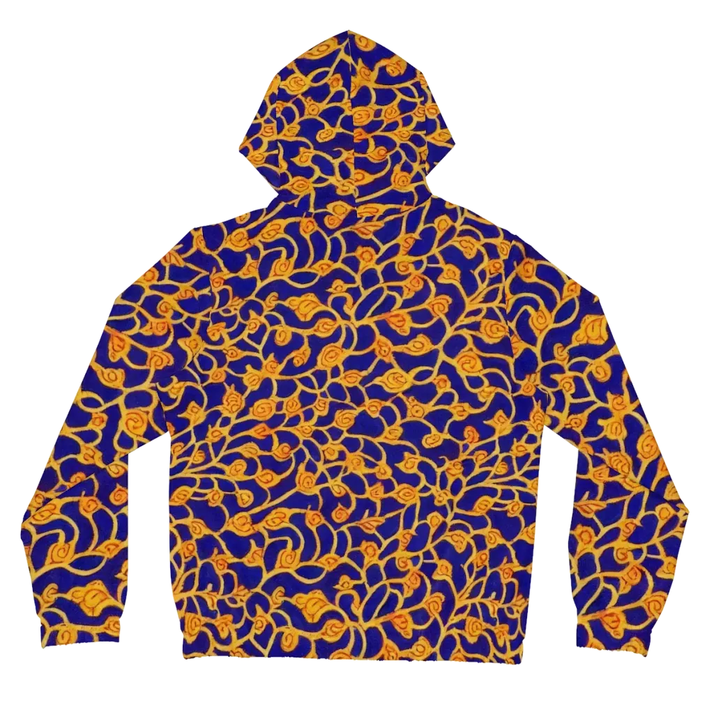 Cobalt Filigree on Women's Full-Zip Hoodie — Back