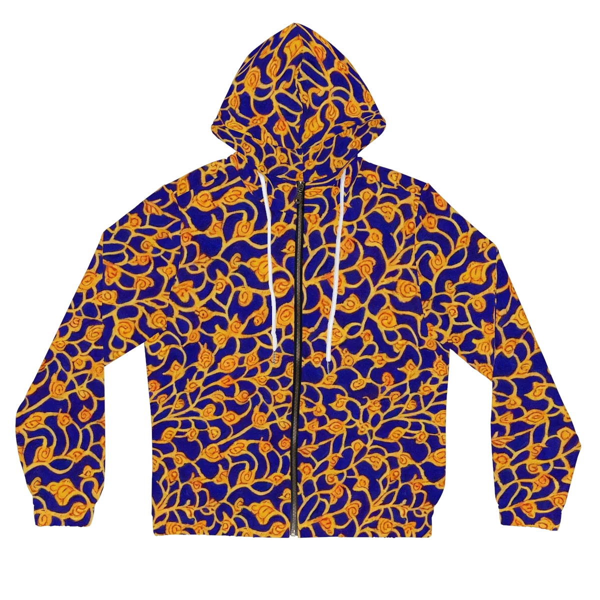Cobalt Filigree on Women's Full-Zip Hoodie — Front