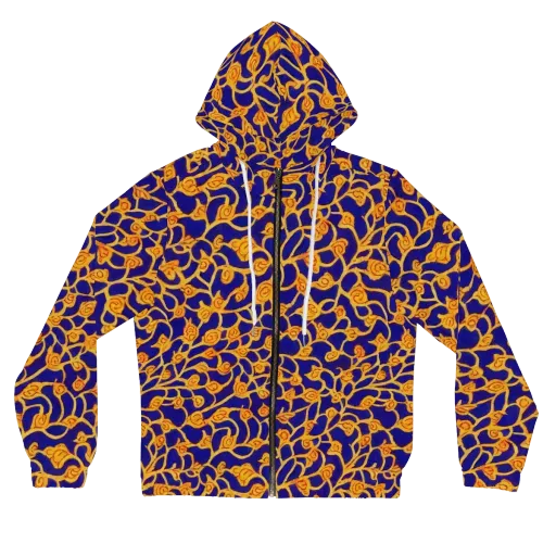 Cobalt Filigree on a Women's Full-Zip Hoodie