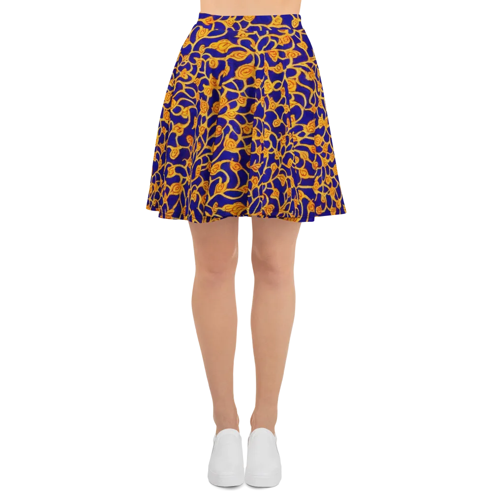 Cobalt Filigree on Skater Skirt — Front