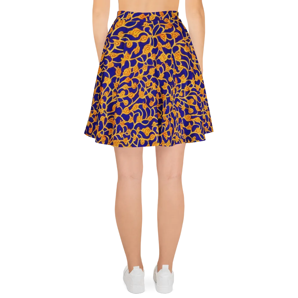 Cobalt Filigree on Skater Skirt — Back