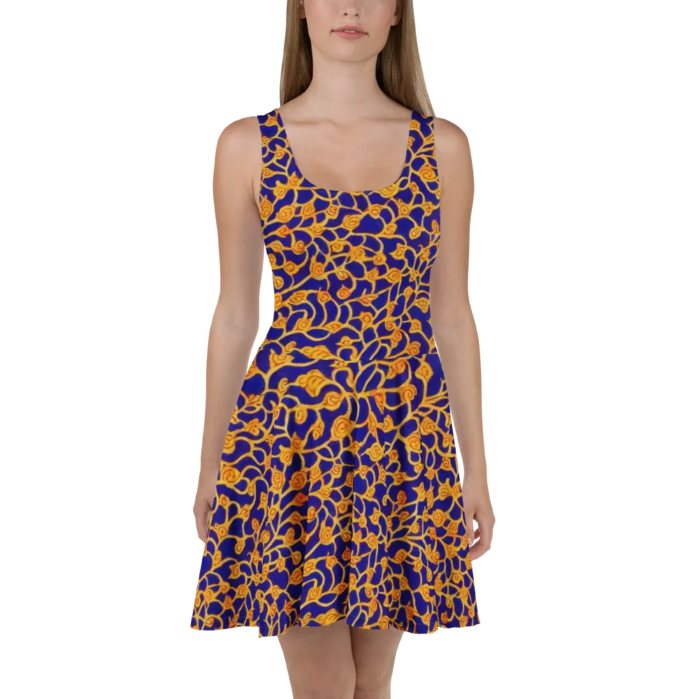 Cobalt Filigree on Skater Dress — Front