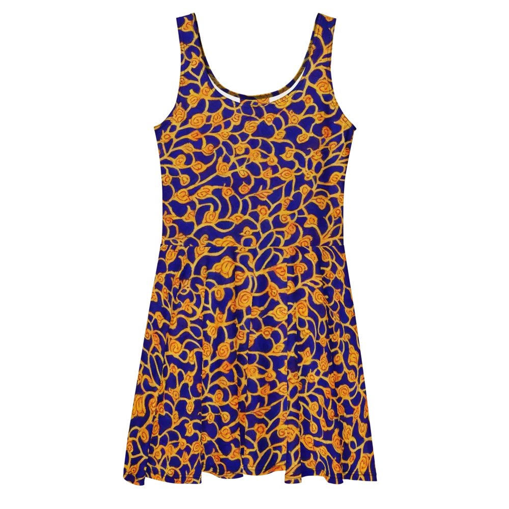 Cobalt Filigree on Skater Dress — Front