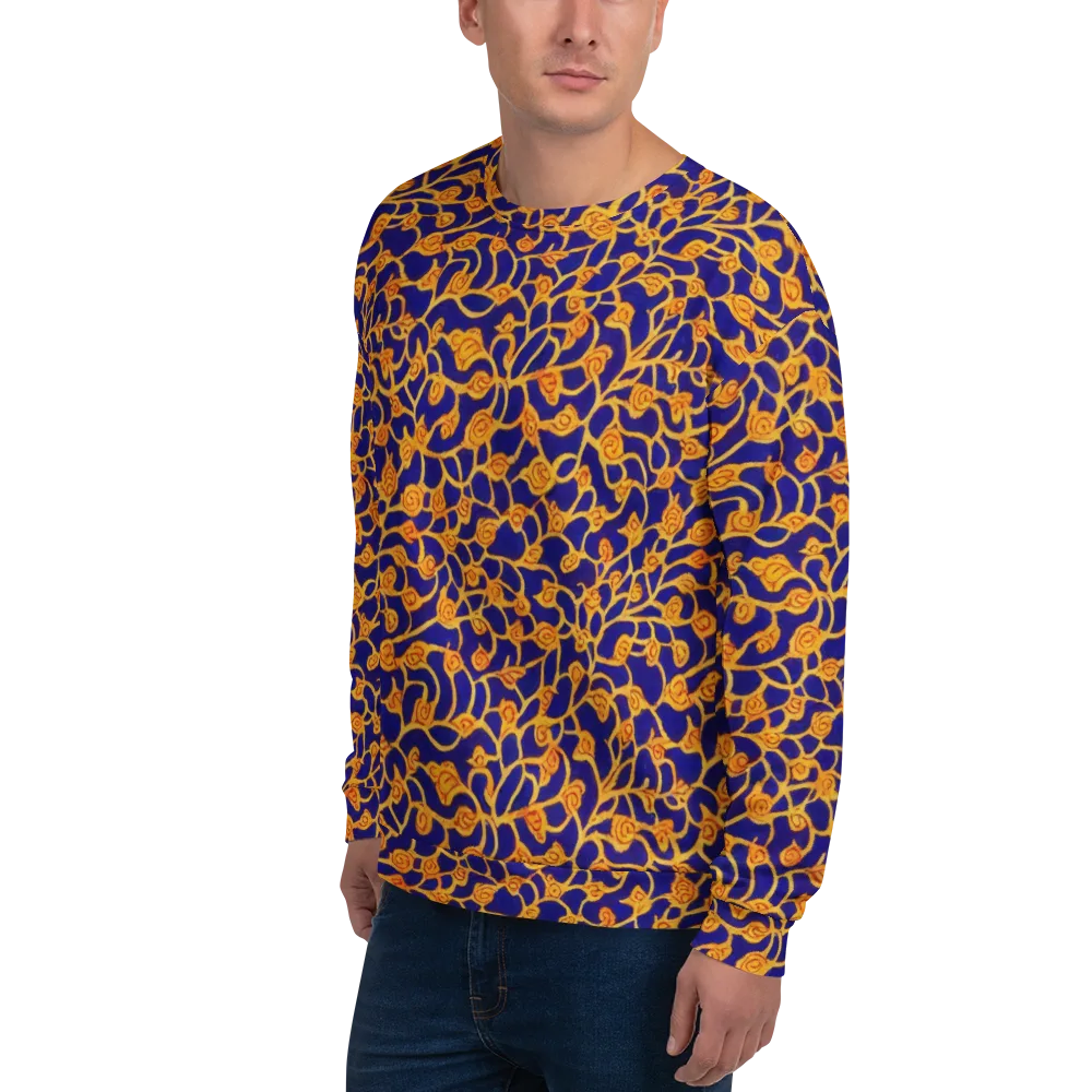 Cobalt Filigree on Sweatshirt — Left Front