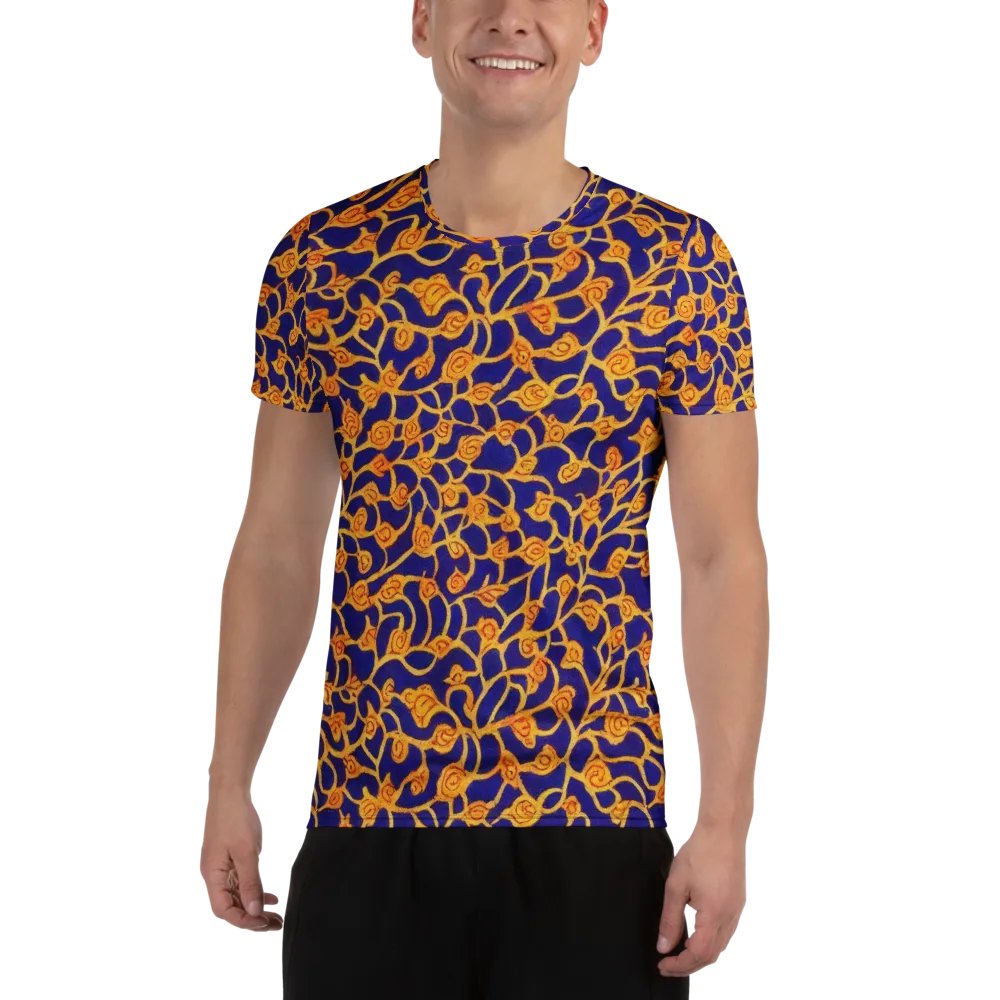 Cobalt Filigree on Men's Athletic T-Shirt — Front