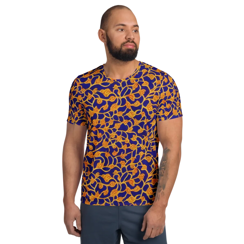 Cobalt Filigree on Men's Athletic T-Shirt — Front