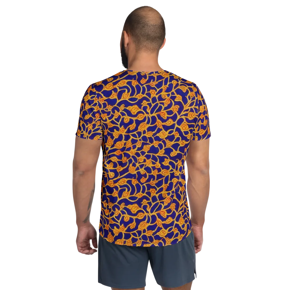 Cobalt Filigree on Men's Athletic T-Shirt — Back