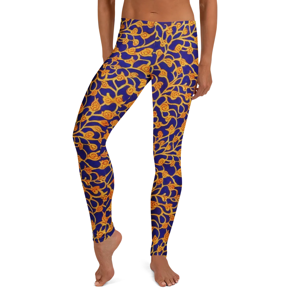 Cobalt Filigree on Leggings — Front