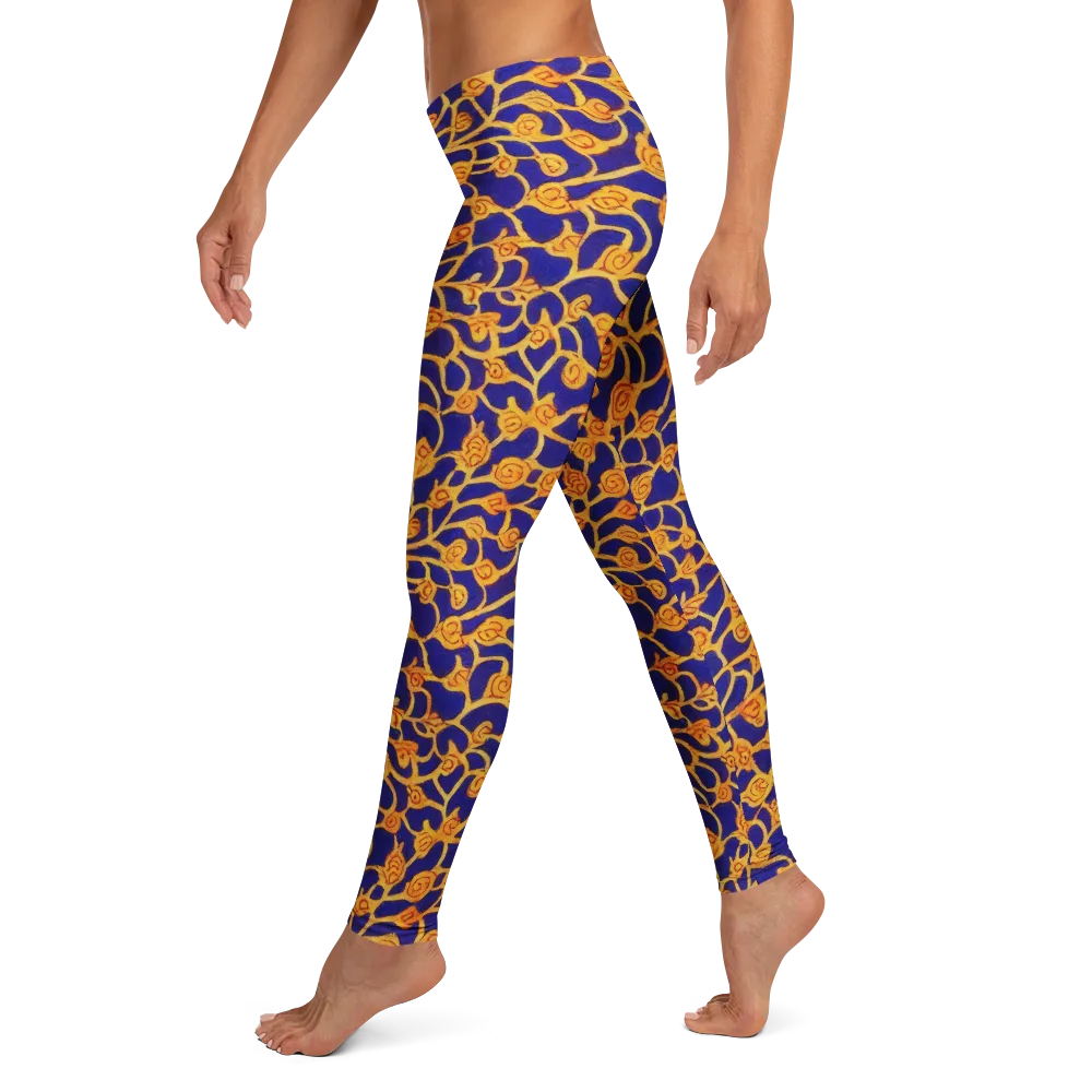 Cobalt Filigree on Leggings — Left