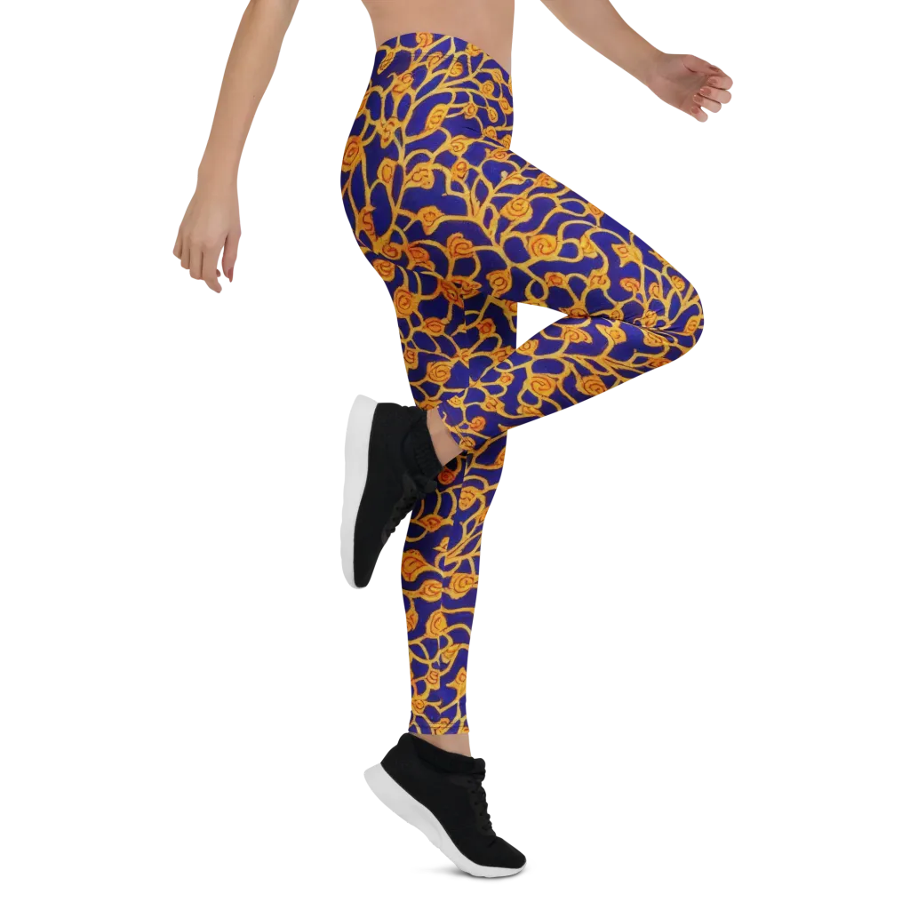Cobalt Filigree on Leggings — Right