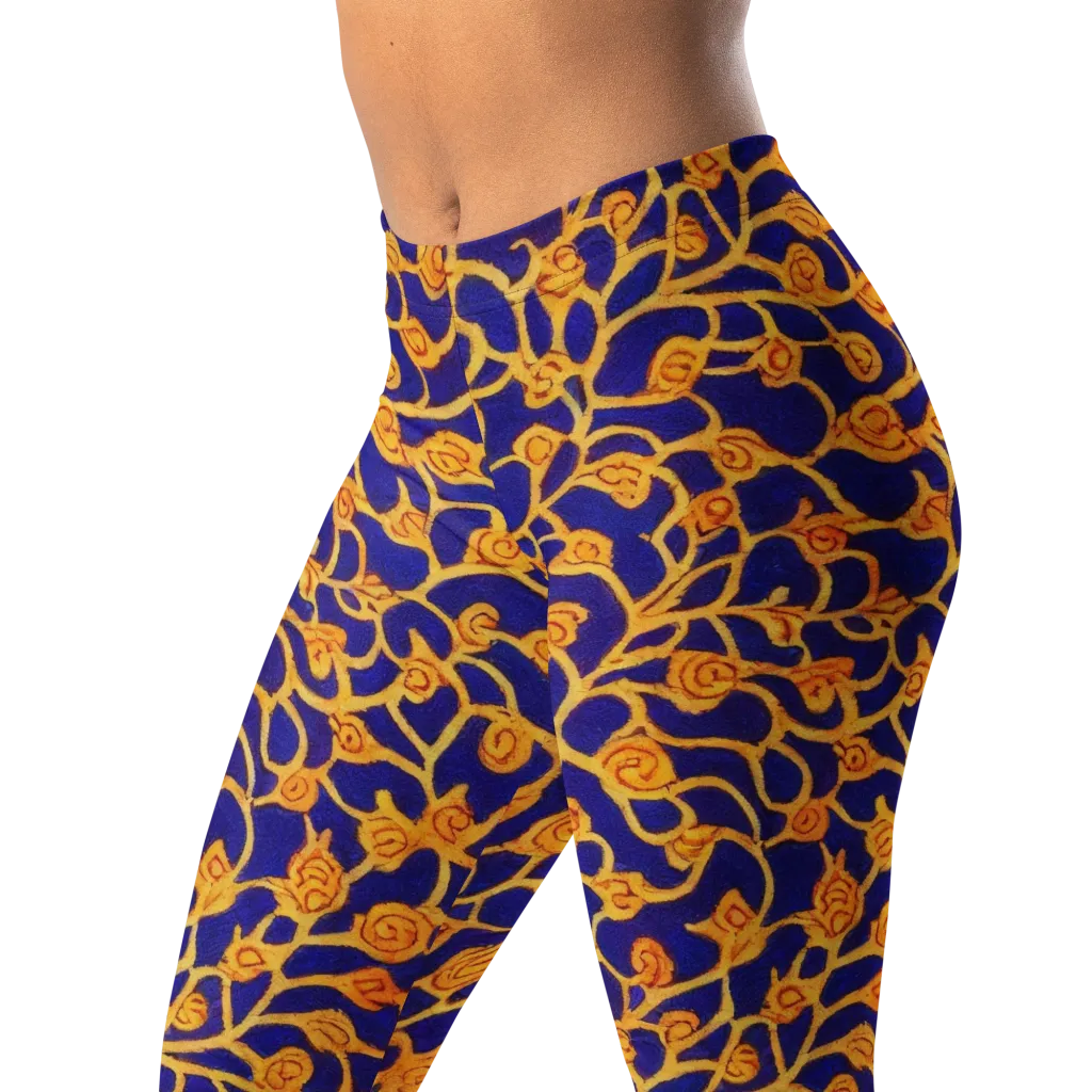 Cobalt Filigree on Leggings — Left Front