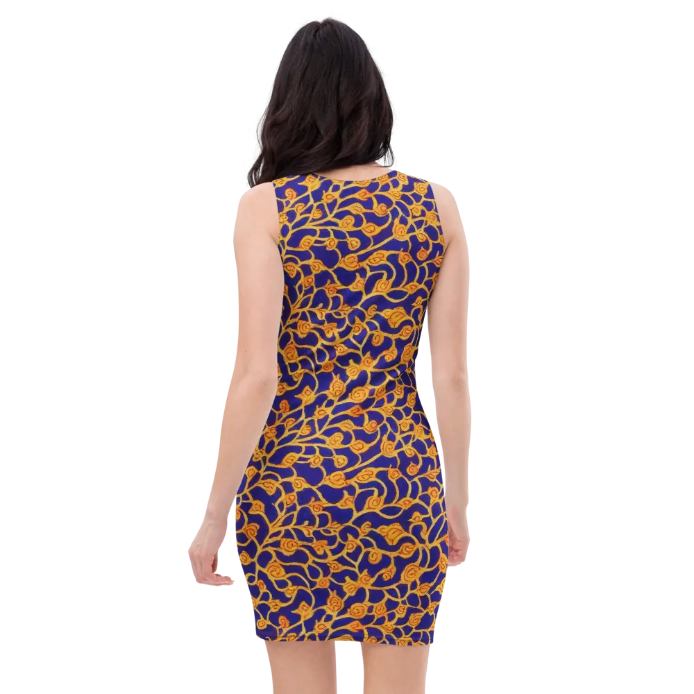 Cobalt Filigree on Bodycon Dress — Back