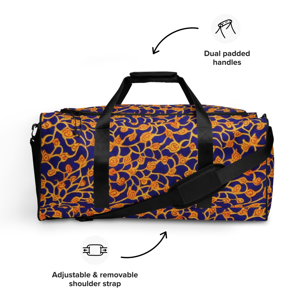 Cobalt Filigree on Duffle Bag — Front