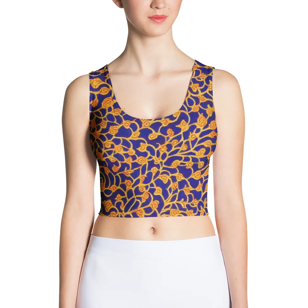 Cobalt Filigree on Crop Top — Front