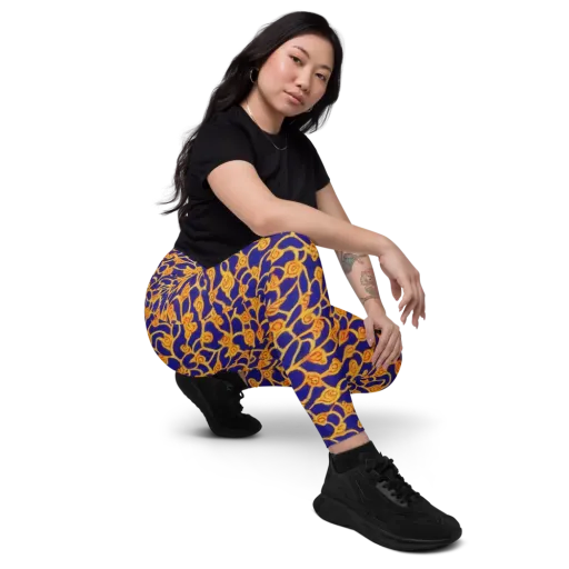 Cobalt Filigree on a Leggings with Pockets
