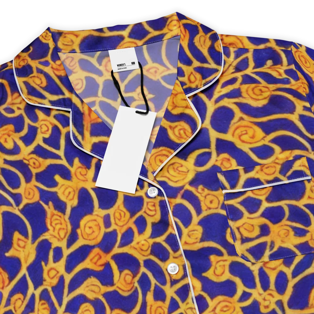 Cobalt Filigree on Women's Short Sleeve Pajama Top — Product details