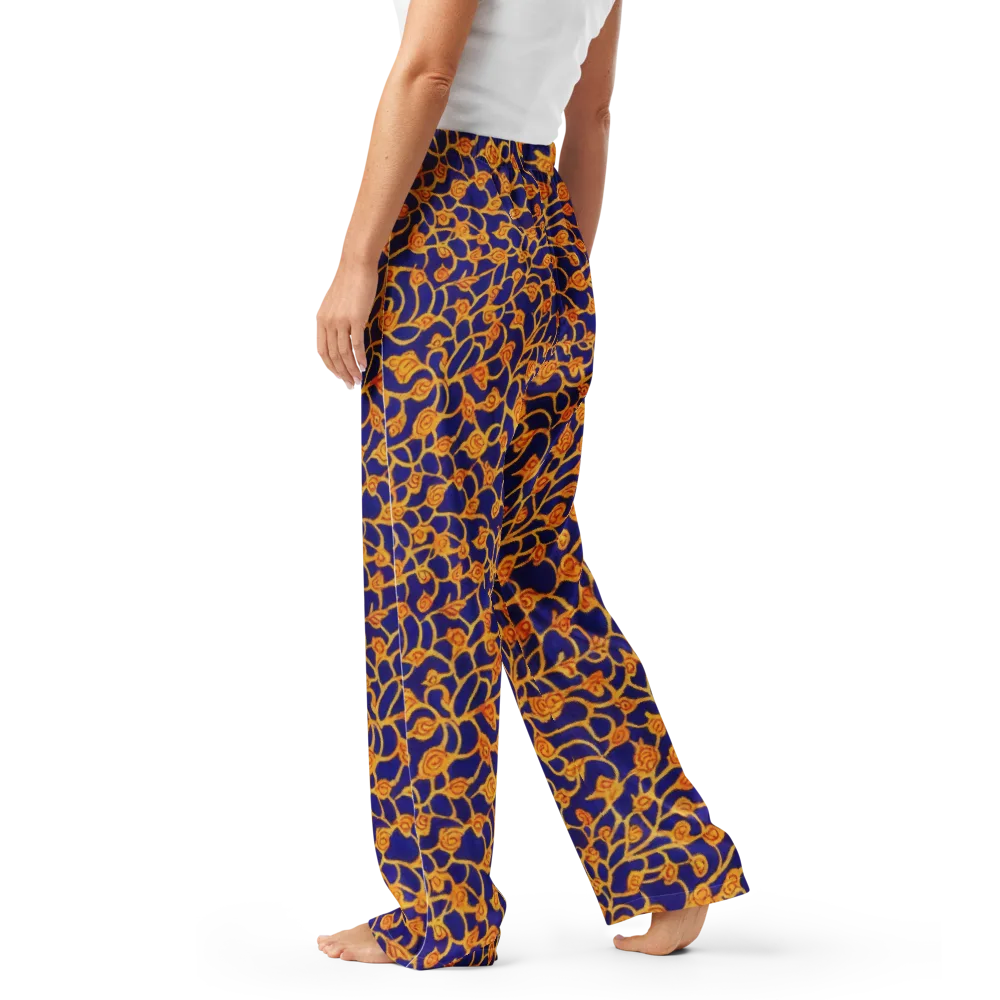 Cobalt Filigree on Women's Pajama Pants — Left