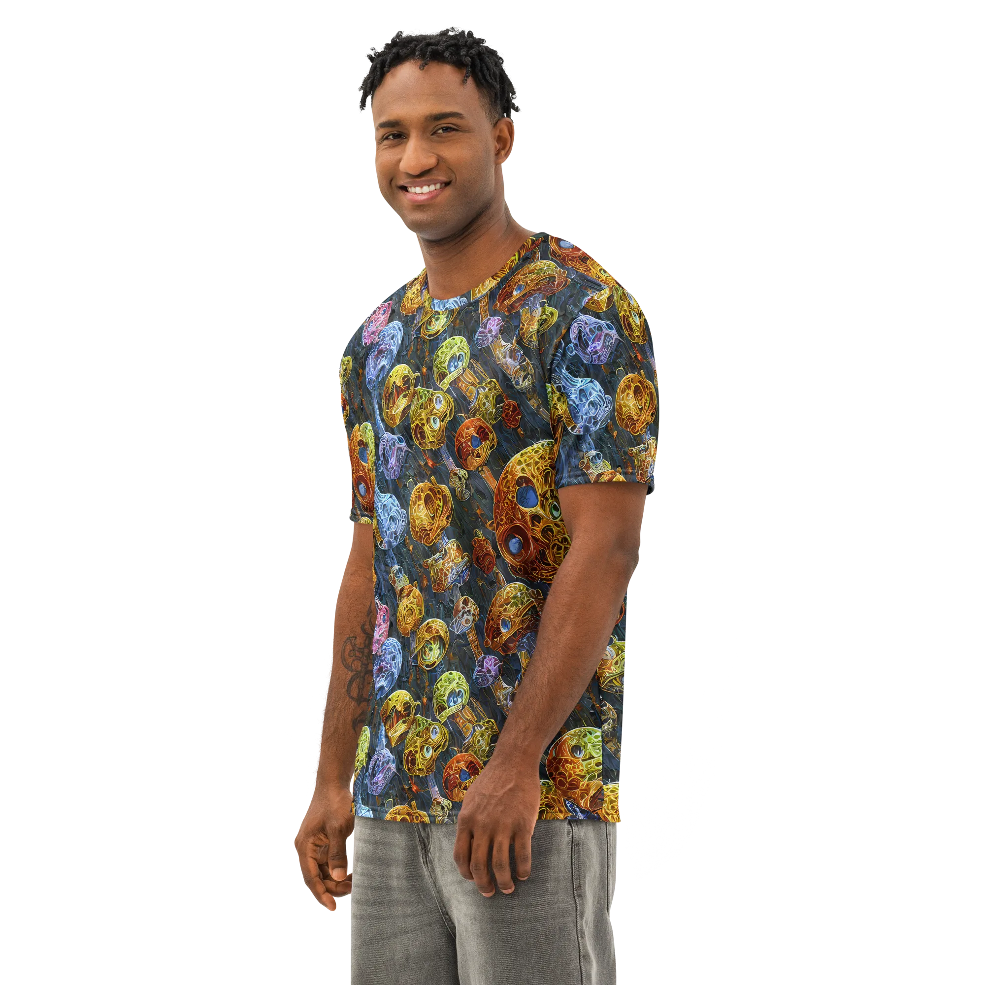 Prismatic Ruins on Men's Cotton Crew Neck T-Shirt — Left Front