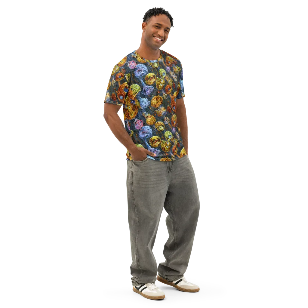 Prismatic Ruins on Men's Cotton Crew Neck T-Shirt — Right Front