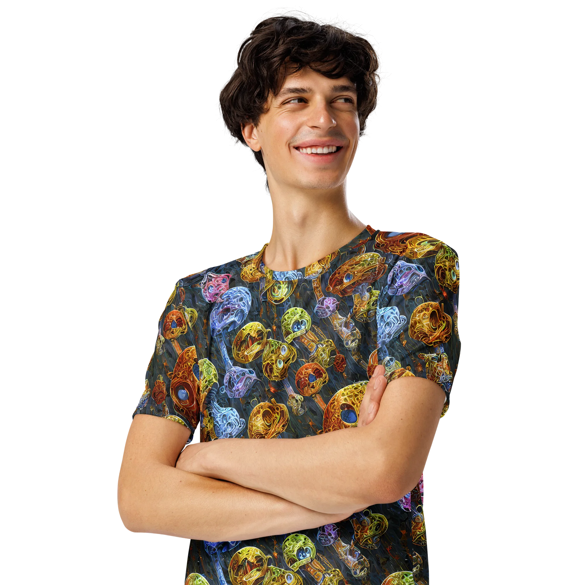 Prismatic Ruins on Men's Crew Neck T-Shirt — Left Front