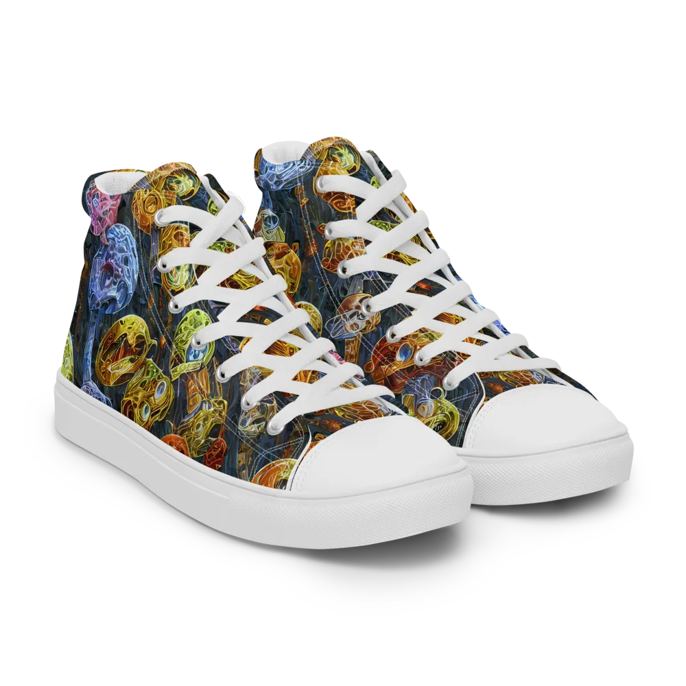 Prismatic Ruins on Men's High Top Canvas Shoes — Right Front
