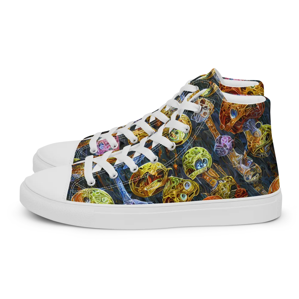 Prismatic Ruins on Men's High Top Canvas Shoes — Left