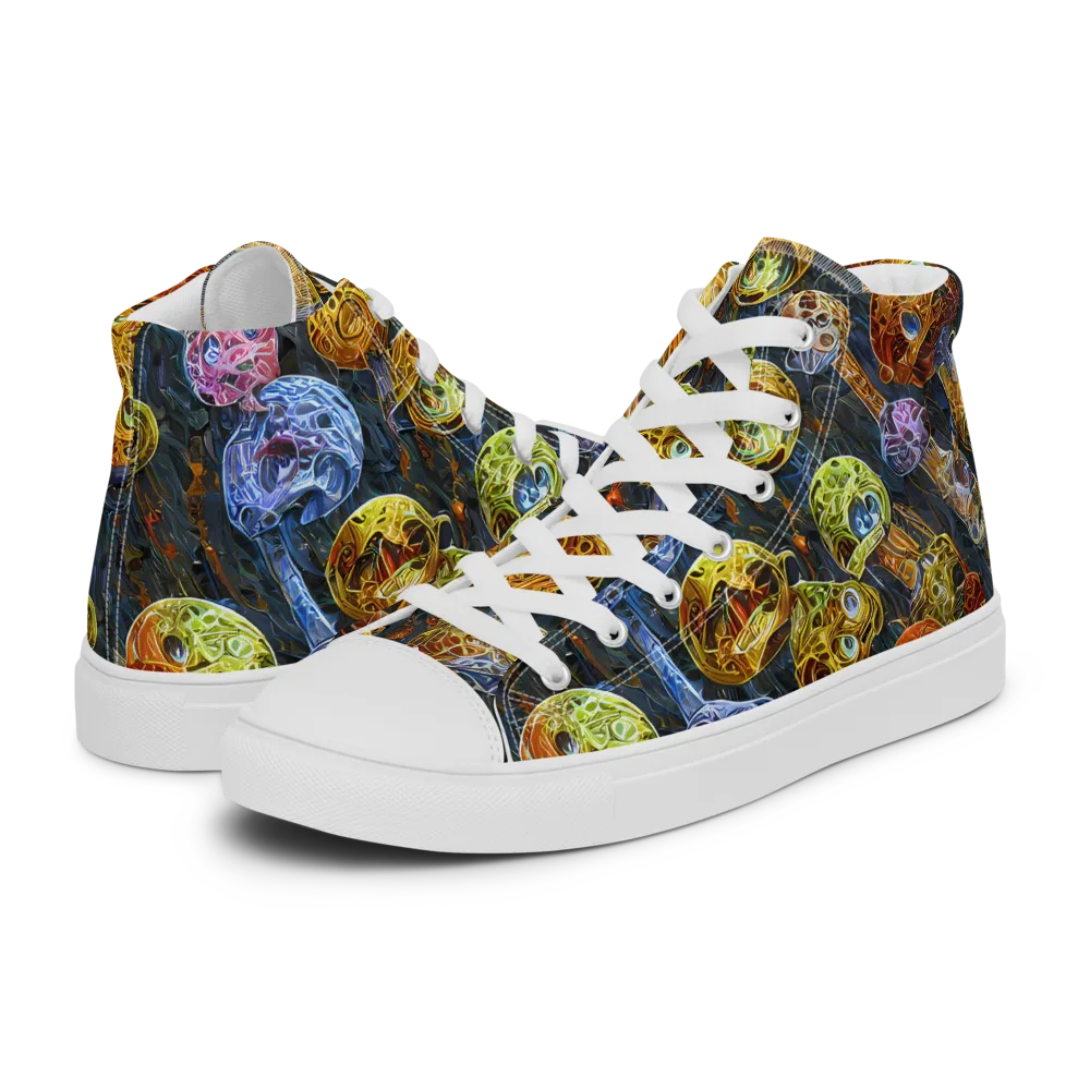 Prismatic Ruins on Men's High Top Canvas Shoes — Left