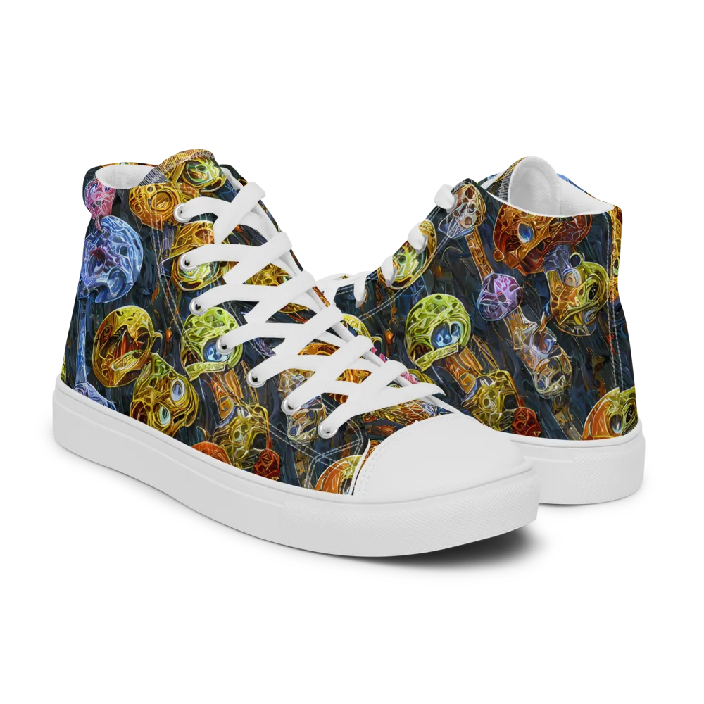 Prismatic Ruins on Men's High Top Canvas Shoes — Right