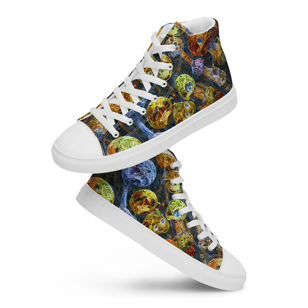 Prismatic Ruins on Men's High Top Canvas Shoes — Front
