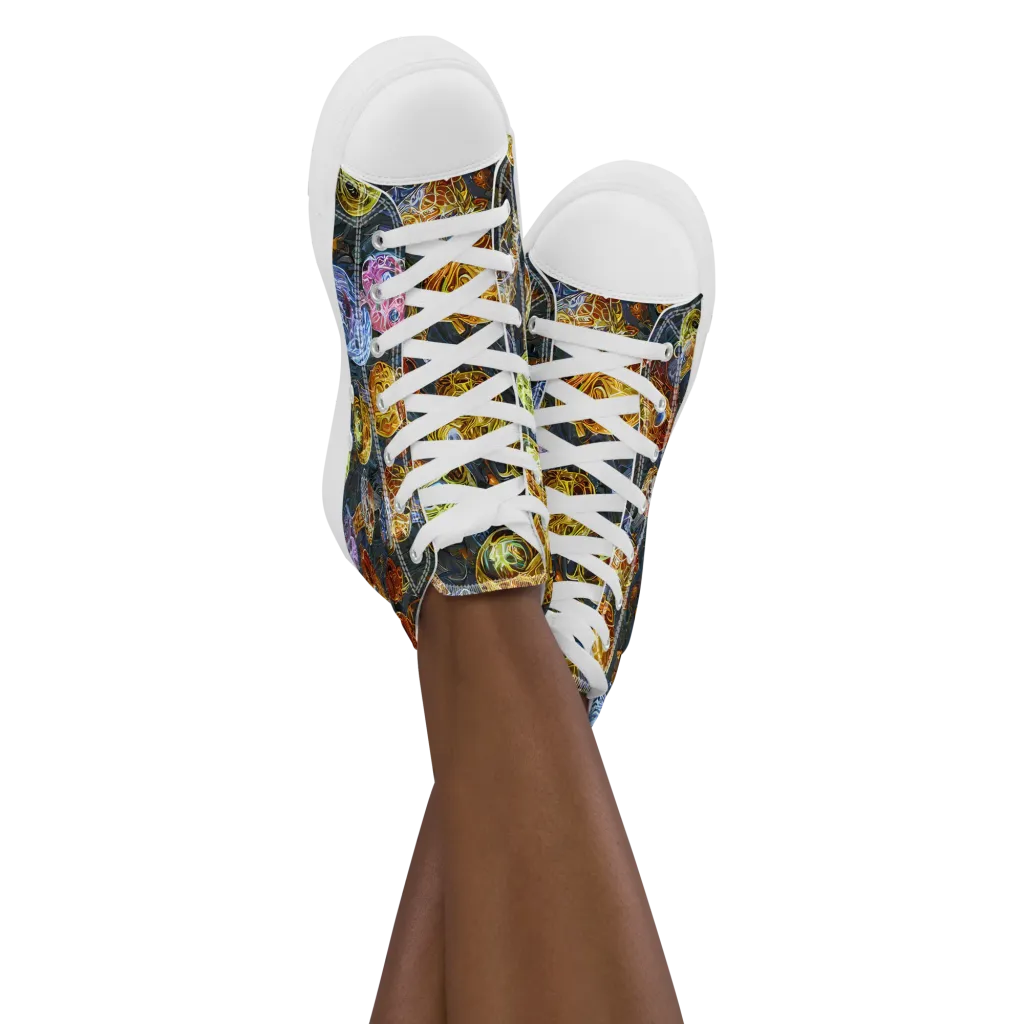 Prismatic Ruins on Women's High Top Canvas Shoes — Front